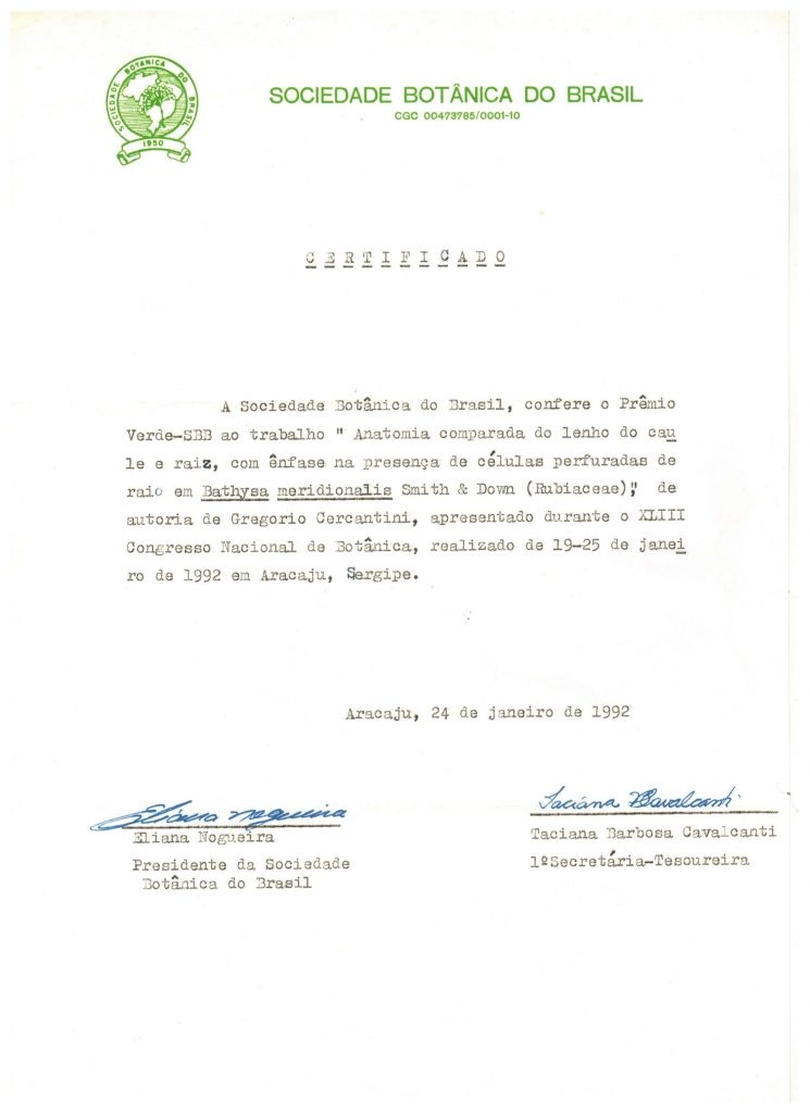 Documento Histórico: Primeira Premiação